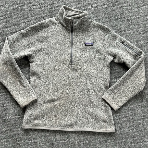 Patagonia Jacket Women Medium Birch White Better Sweater 1/4-Zip Pullover Fleece - Picture 2 of 9